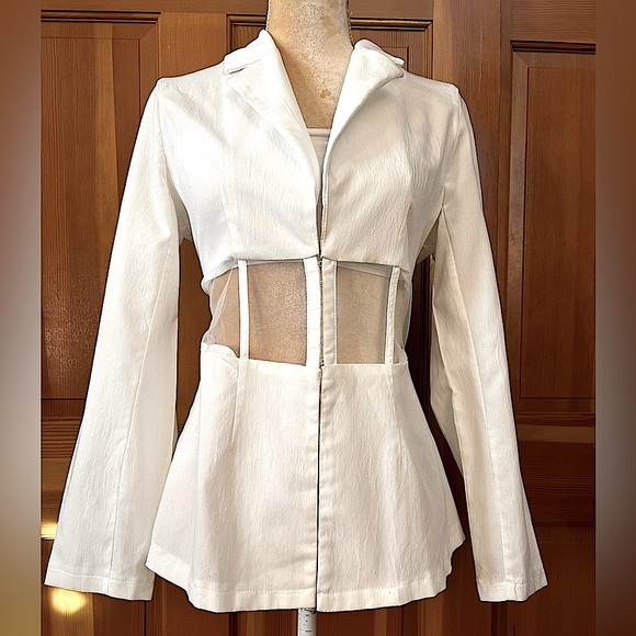 Mesh Hook and Eye Blazer Jacket - Picture 2 of 16